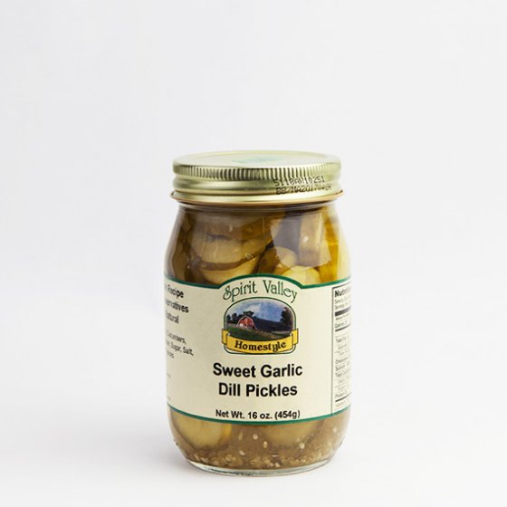 Spirit Valley Sweet Garlic Dill Pickles–16oz