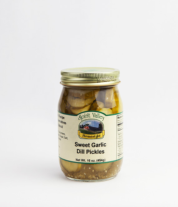 Spirit Valley Sweet Garlic Dill Pickles–16oz