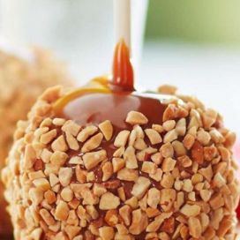 Caramel apple with nuts