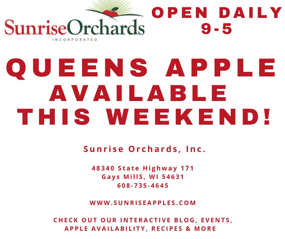 Queen's Apples Available This Weekend!