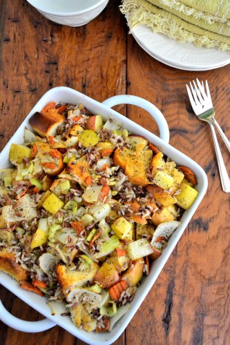 Try This Apple Sweet Potato Gratin With Pecans Recipe with Sunrise Orchards Apples and Potatoes!