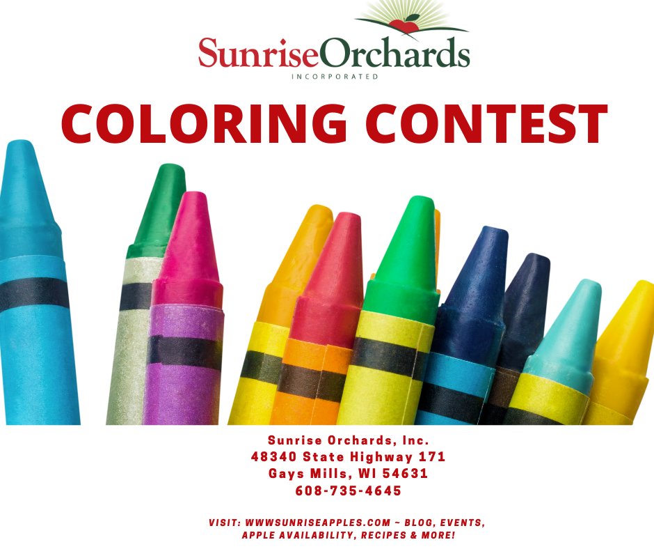Sunrise Orchards 2021 Children's Coloring Contest!  Deadline December 6th!