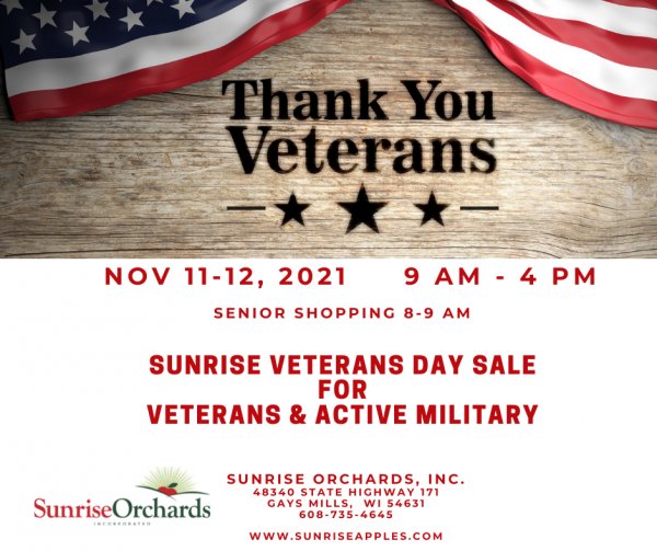 Veteran's Day SALE NOV 11 & 12 for Veterans & Active Military!