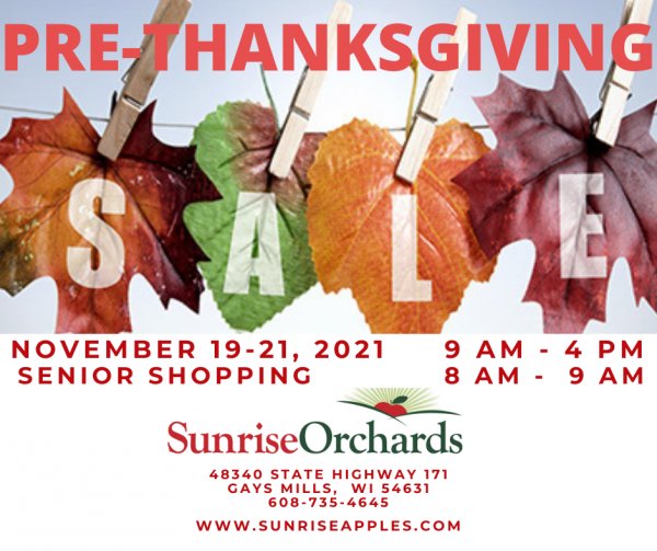 Pre Thanksgiving Sale STARTS TOMORROW Nov 19 thru 21!
