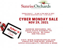 Cyber Monday Sale at Sunrise Orchards November 29th!