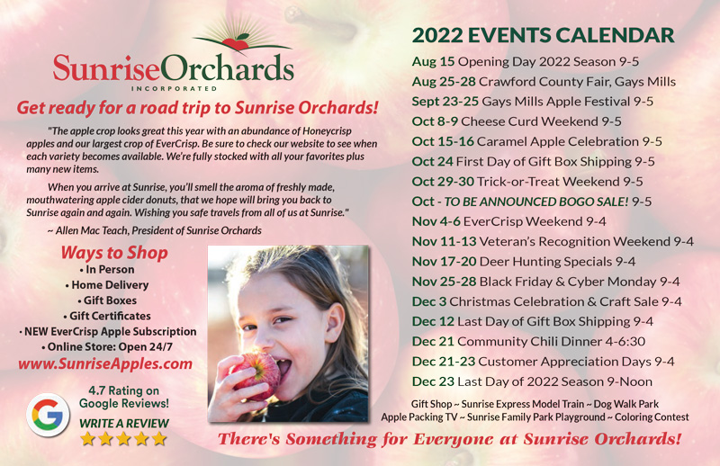 View our Postcard with Season Opening Information and Events Calendar