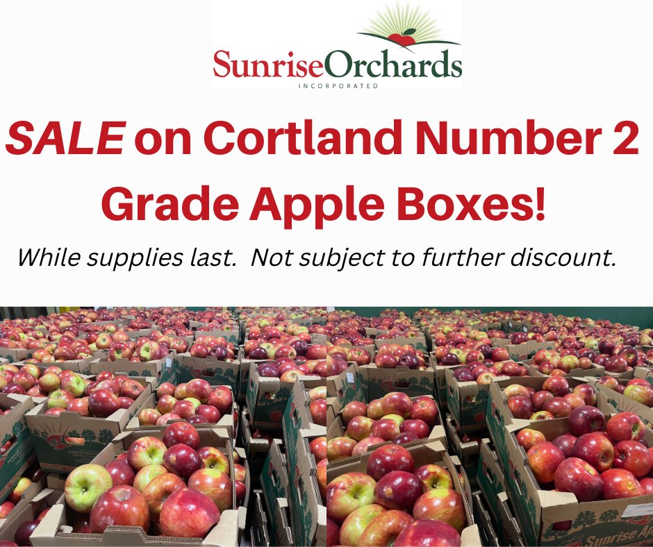 SALE! Cortland Number 2 Grade Apple Boxes Starts Today!