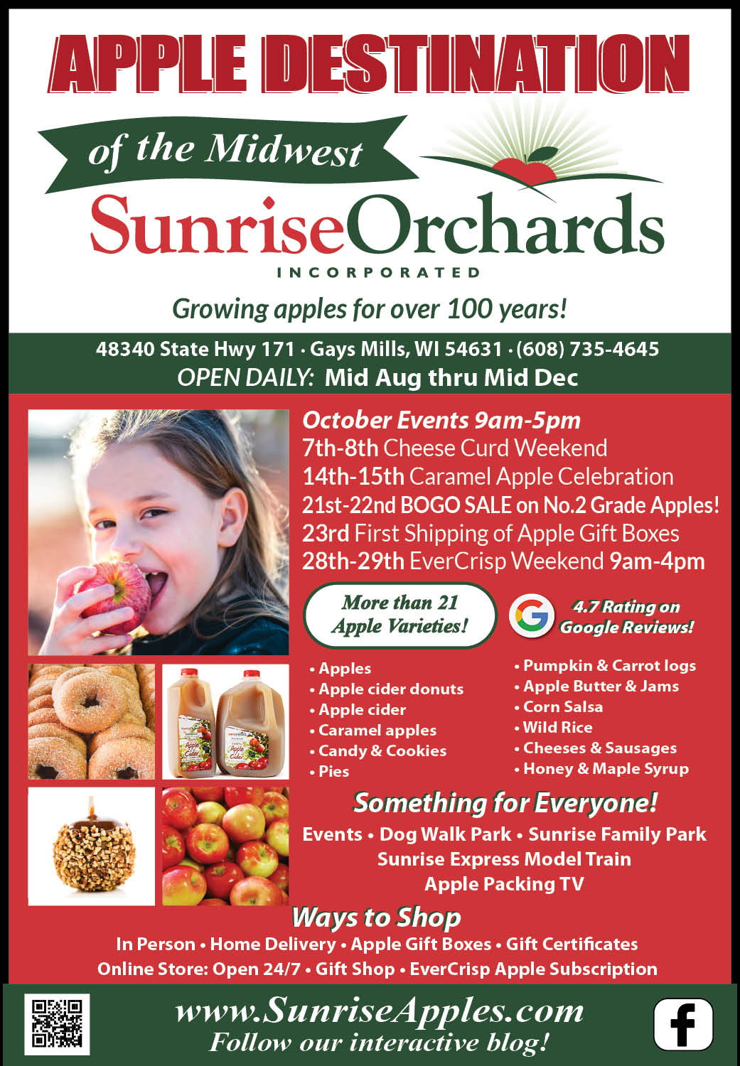 Join us for Sunrise Orchards October Events!