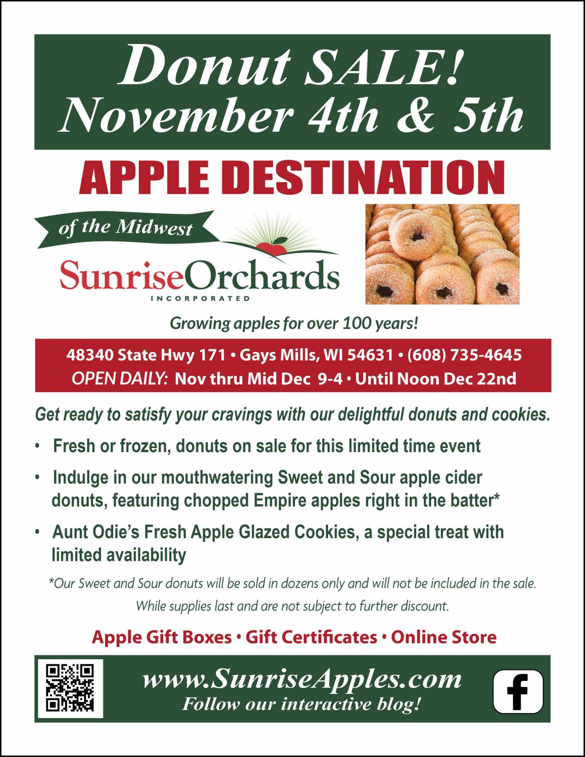 Donut SALE Nov. 4 & 5 + Sweet and Sour Apple Cider Donuts + Aunt Odie's Fresh Apple Glazed Cookies!🎉