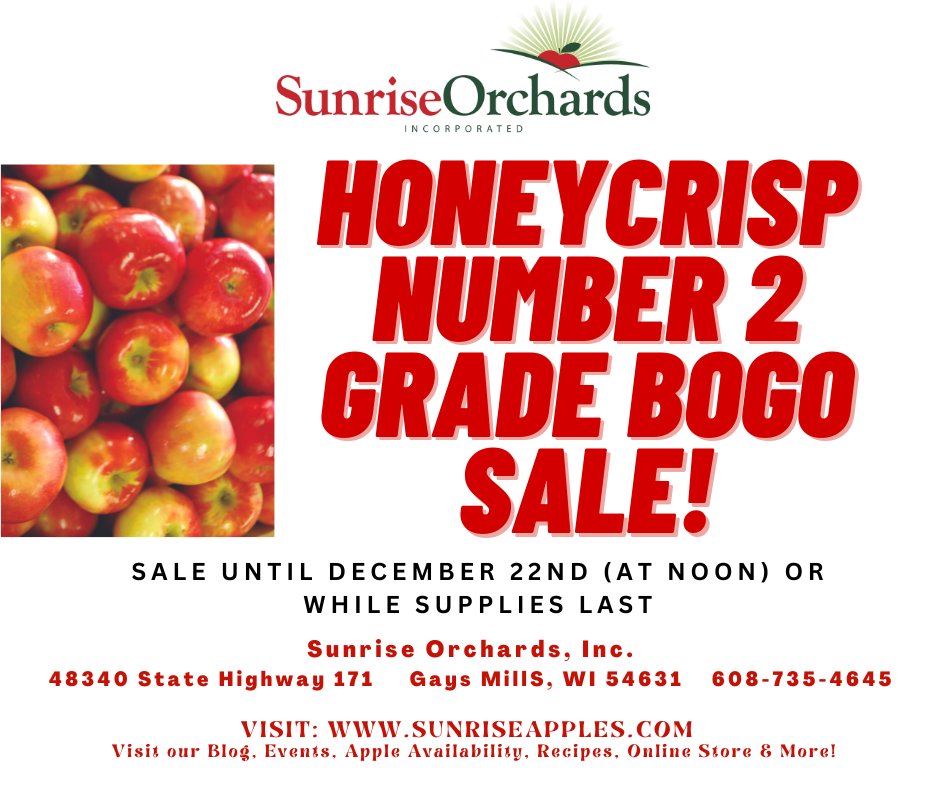 BOGO on Honeycrisp Grade 2 Apples!