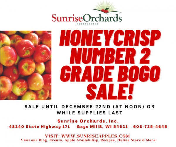 BOGO on Honeycrisp Grade 2 Apples!