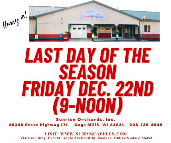 Friday December 22nd Last Day of the 2023 Season