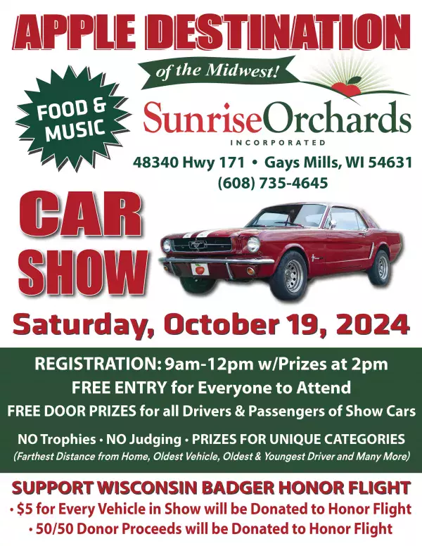 Sunrise Orchards CAR SHOW Oct. 19, 2024!