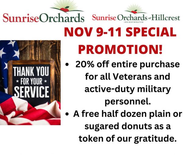 Nov 9-11, Active Military & Veterans Recognition Weekend!