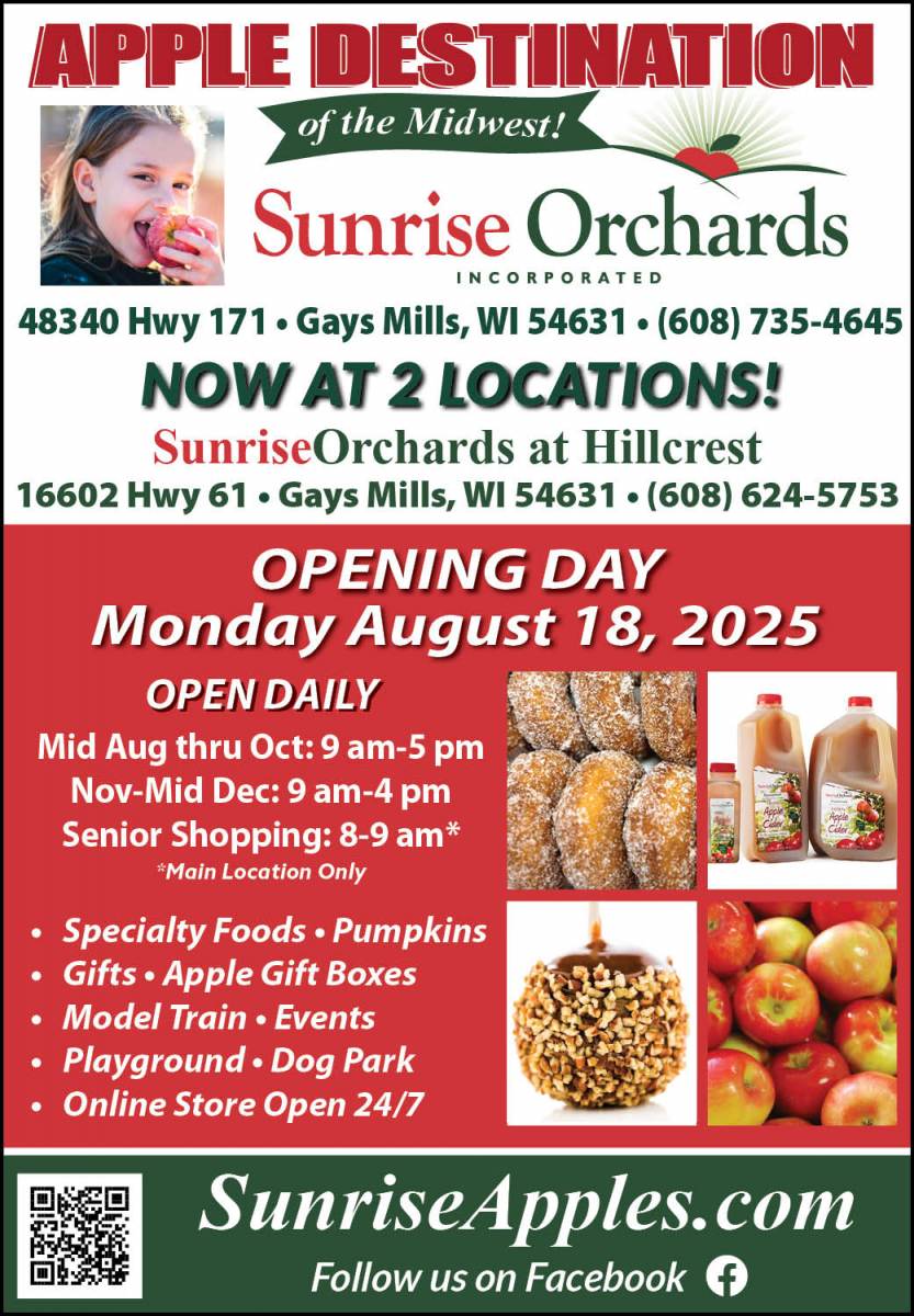 Opening Day at Sunrise Orchards: 8am-5pm