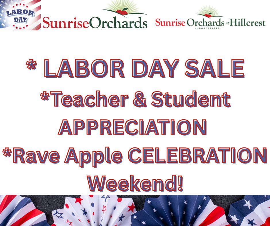 Teacher & Student Appreciation + Rave Apple Celebration, Labor Day SALE!  9am - 5pm