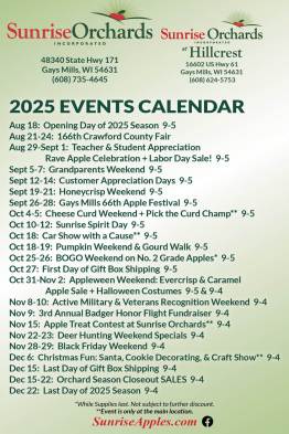2025 Events Calendar
