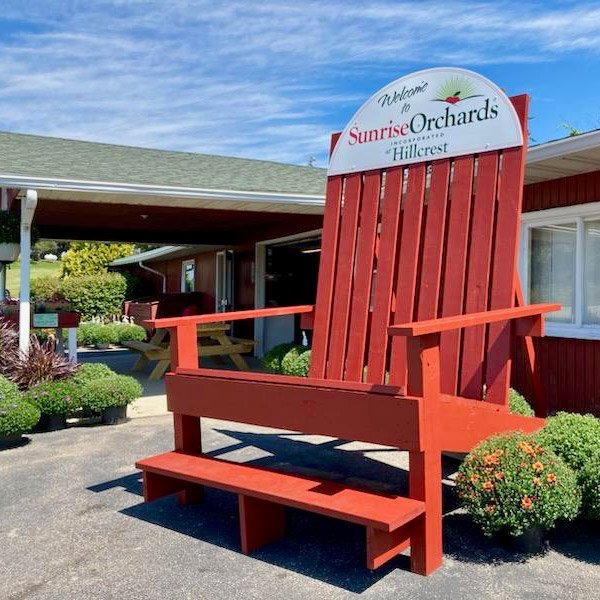 Big Red Chair at Sunrise Orchards at Hillcrest