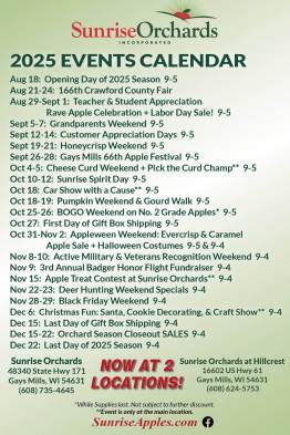 2025 Events Calendar