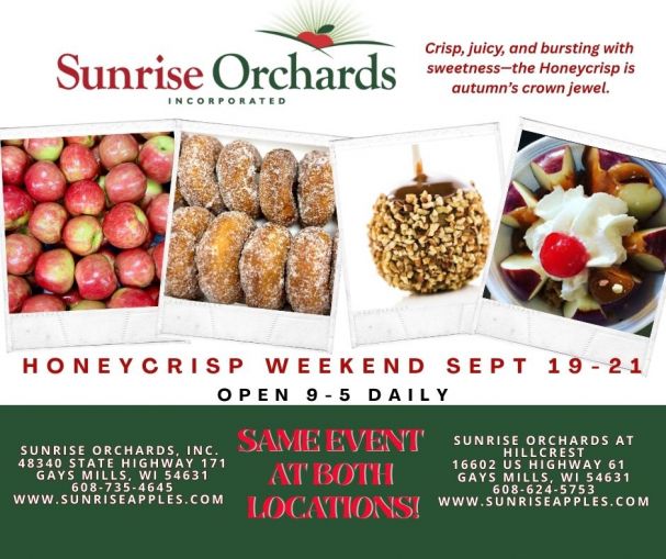  Honeycrisp Weekend - Sept 19-21 from 9am-5pm! 