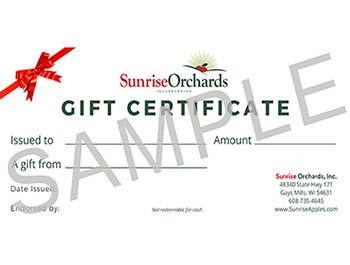 Gift Certificates at Sunrise Orchards