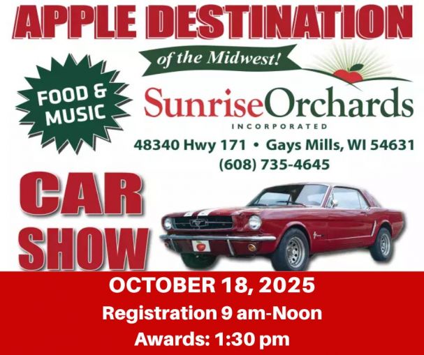 Saturday, Oct. 18:  CAR SHOW WITH A CAUSE + FREE ICE CREAM! 9am-Noon