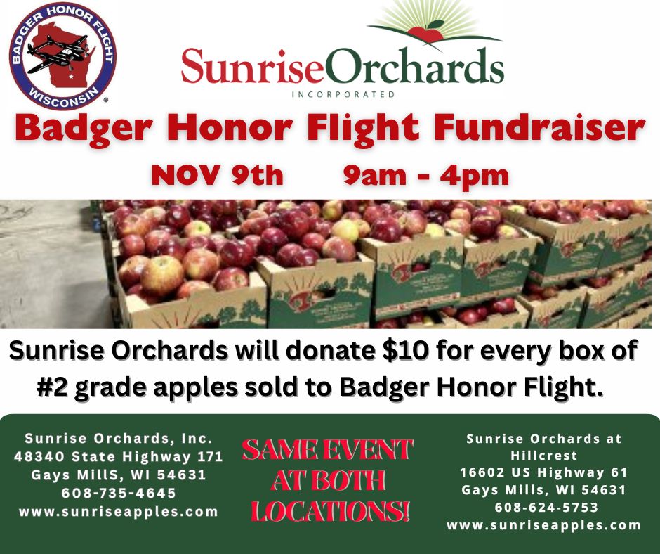3rd Annual Badger Honor Flight Fundraiser Nov 9th! (Both Locations)