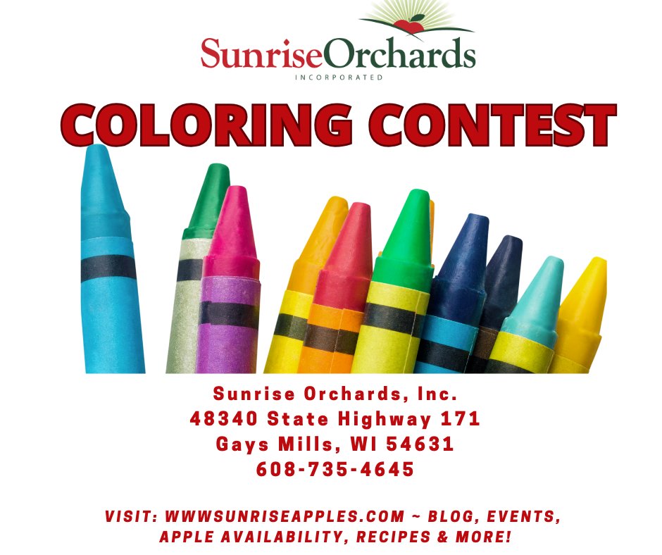 Sunrise Orchards 2025 Kids Coloring Contest!