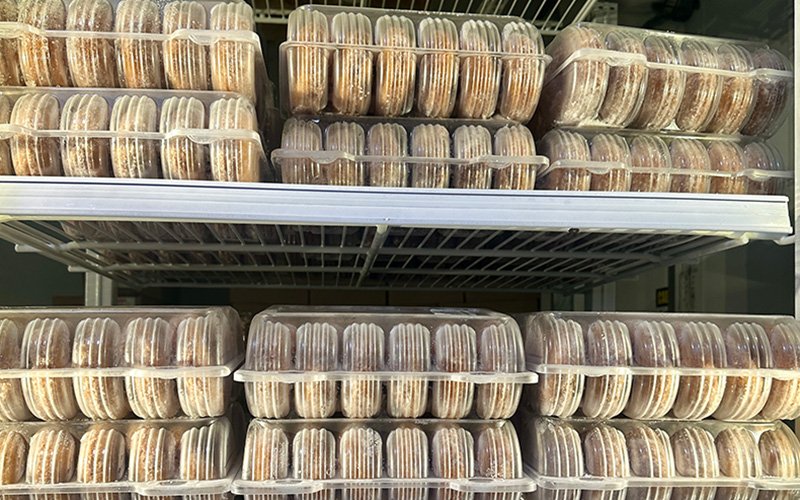 frozen donuts at Sunrise Orchards