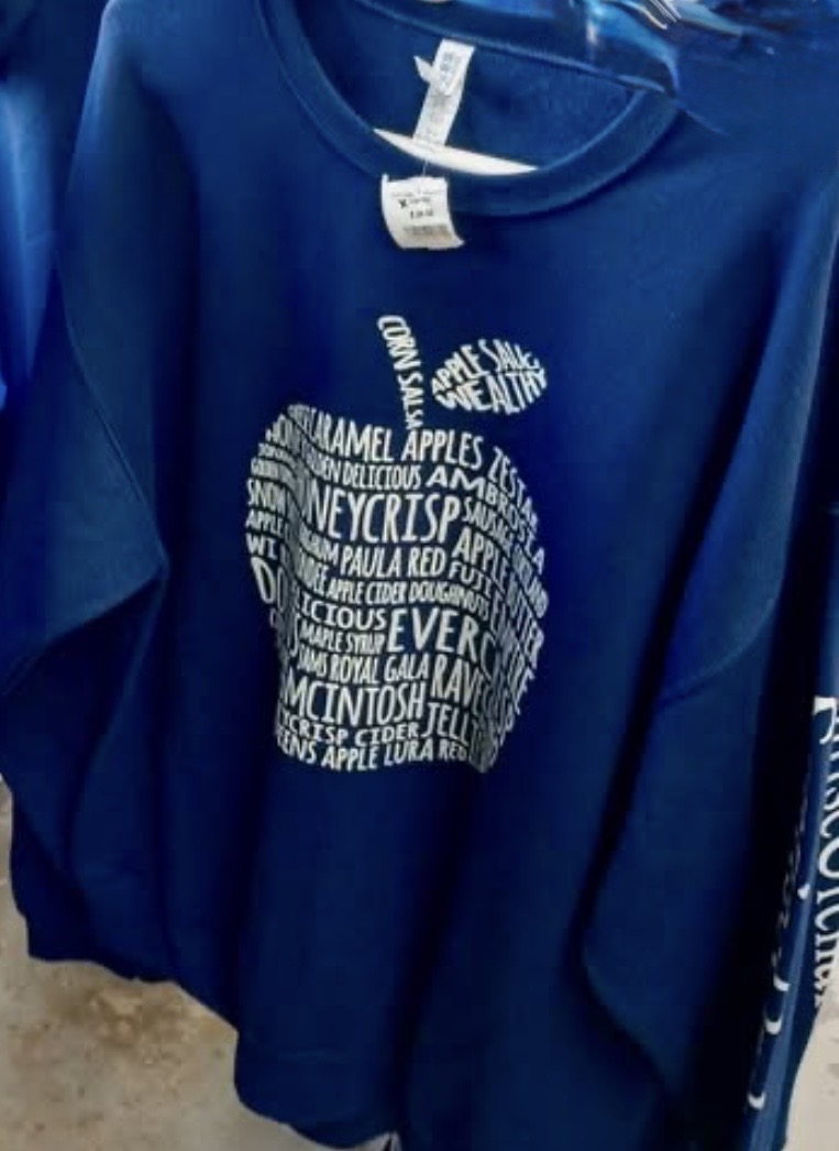 Sunrise Orchards Large Crewneck Sweatshirt-Navy