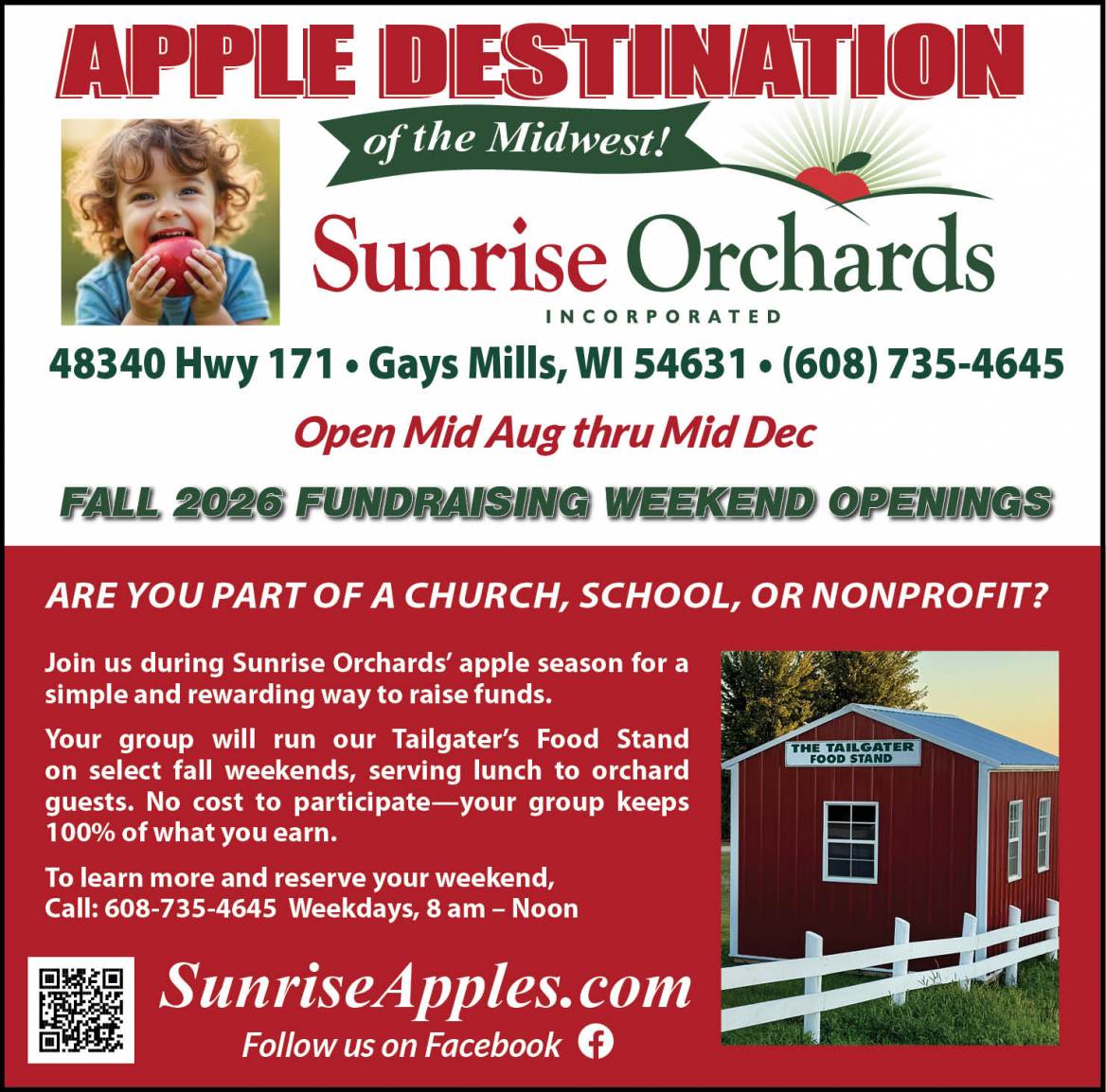 Fall 2026 Fundraising Weekend Openings